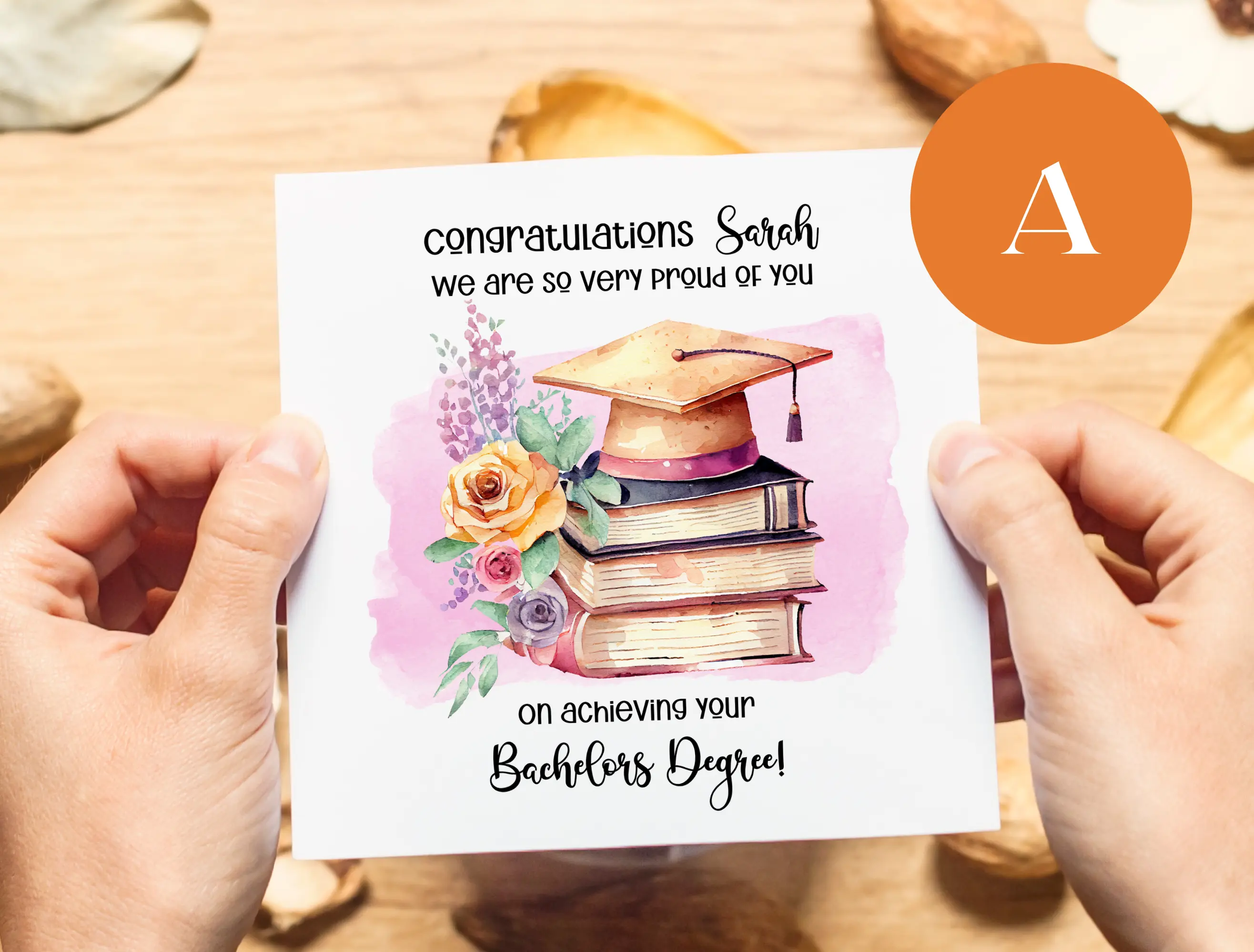 Personalised graduation card daughter niece books flowers