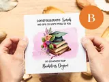 Personalised graduation card daughter niece books flowers