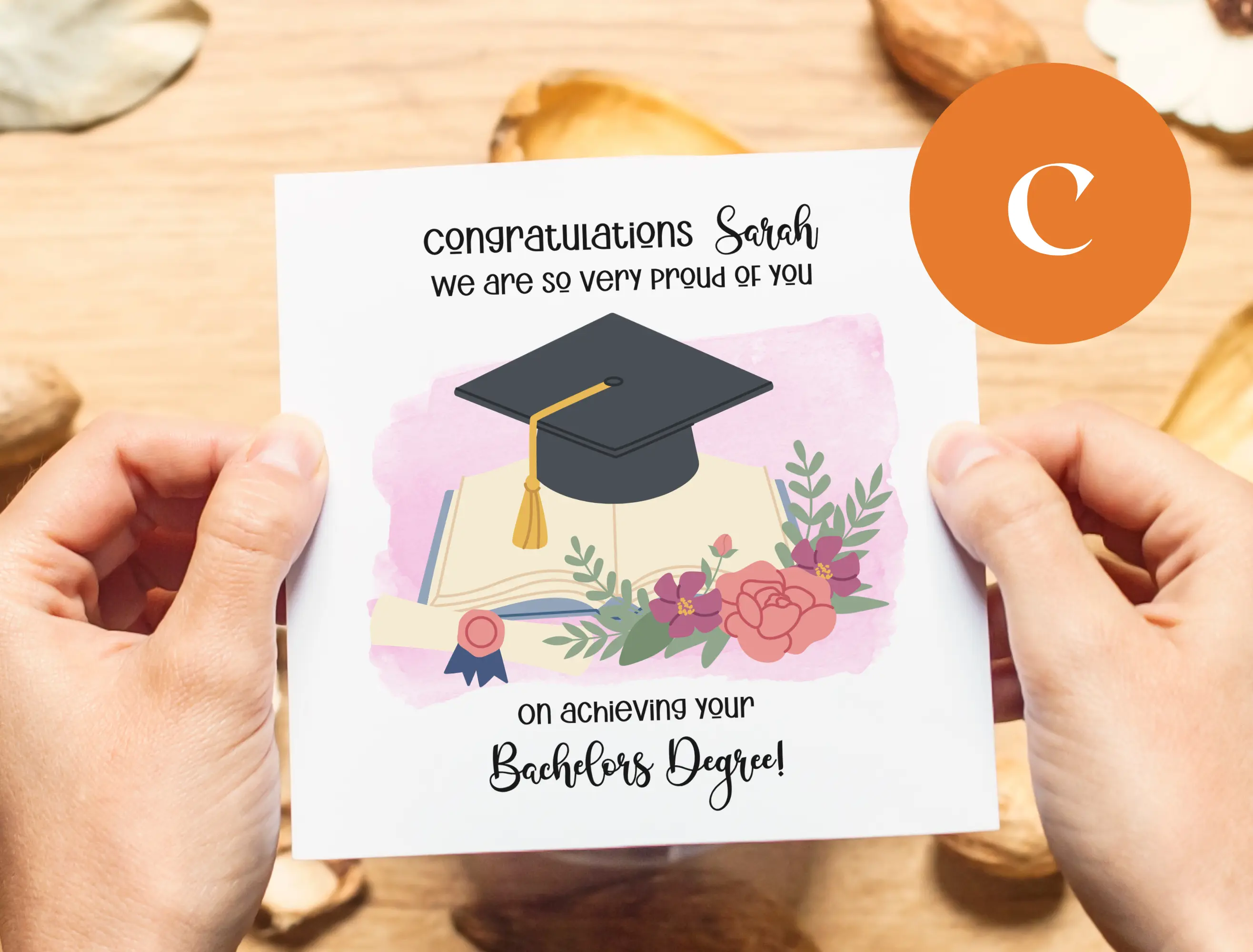 Personalised graduation card daughter niece books flowers
