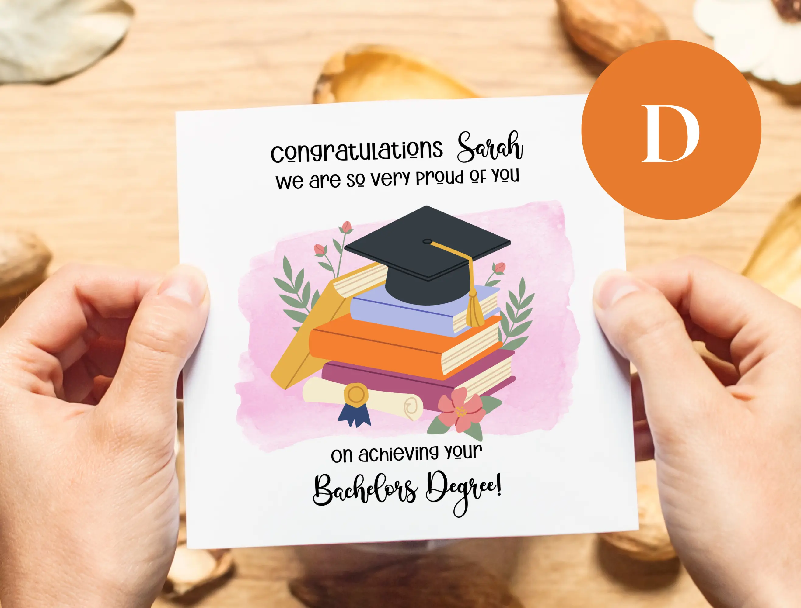 Personalised graduation card daughter niece books flowers
