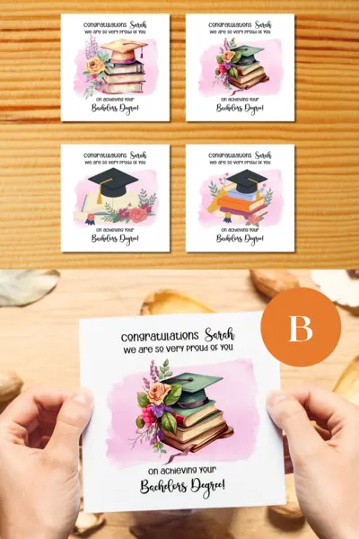 Personalised graduation card daughter niece books flowers