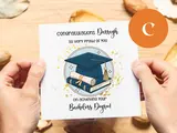 Personalised son nephew graduation card hat books globe