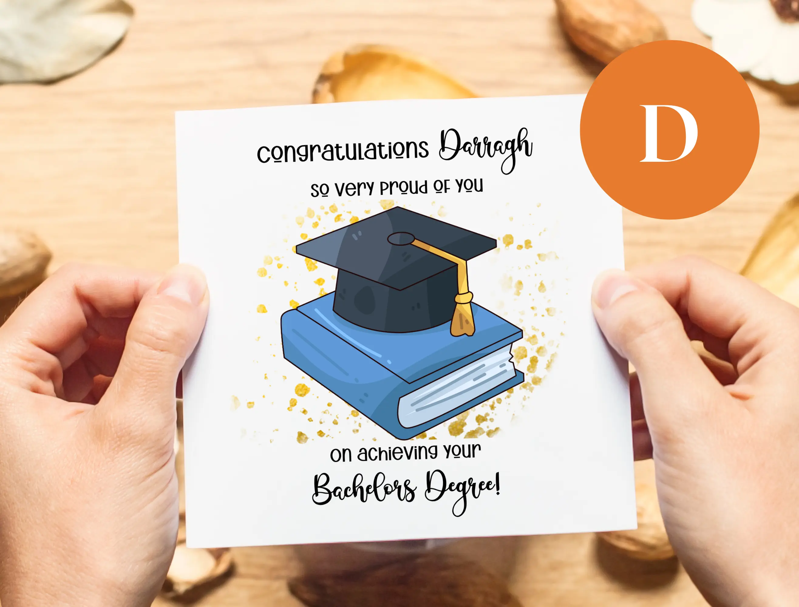 Personalised son nephew graduation card hat books globe
