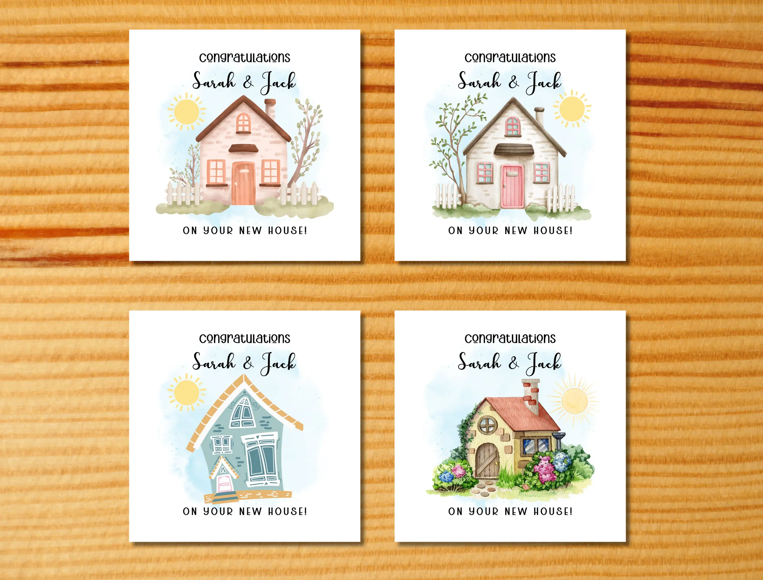 Handmade cards for new home couple or family cute house