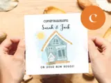 Handmade cards for new home couple or family cute house