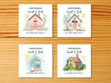 New home card personalised couples families cute house illustration