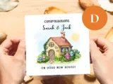 New home card personalised couples families cute house illustration