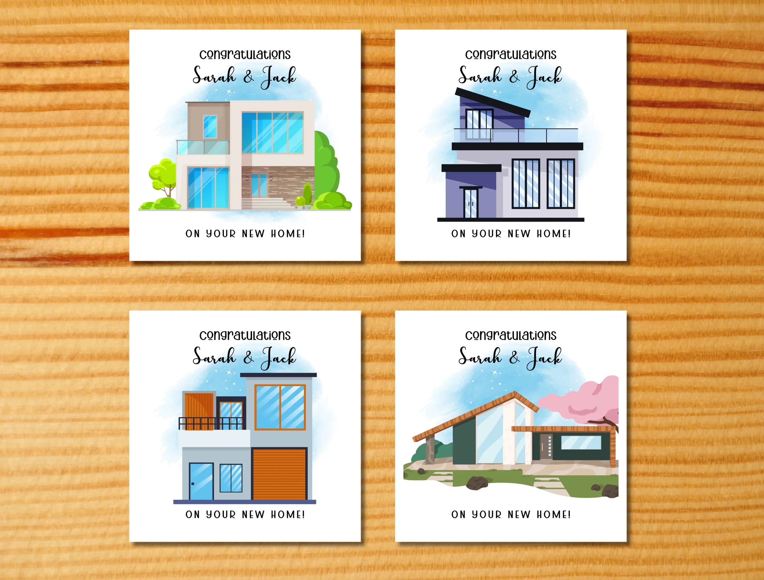 Personalised new home card contemporary modern new build house