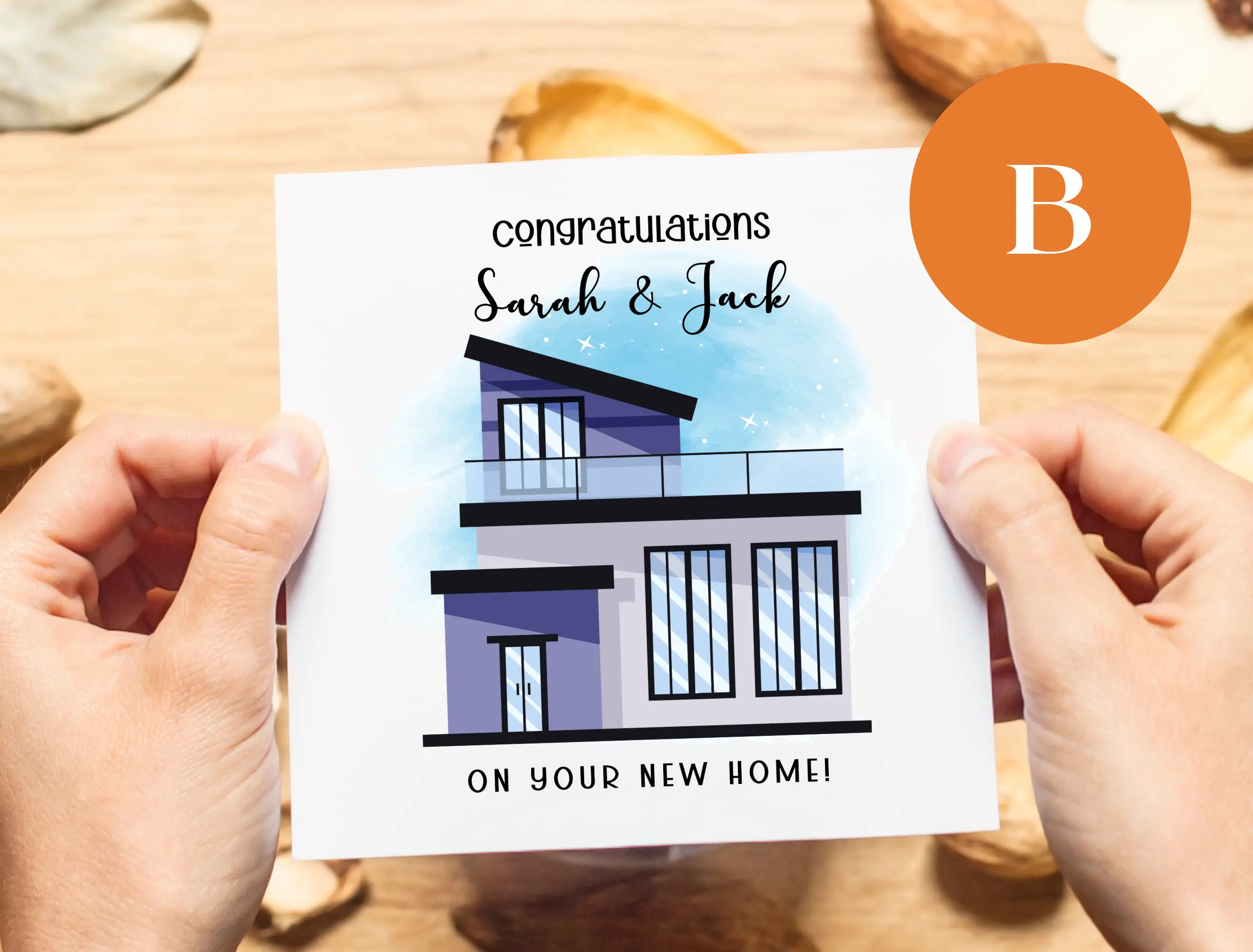 Personalised new home card contemporary modern new build house