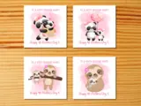 First mothers day card special mam cute panda cub sloth with baby