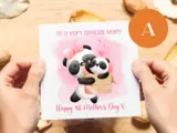 First mothers day card special mam cute panda cub sloth with baby