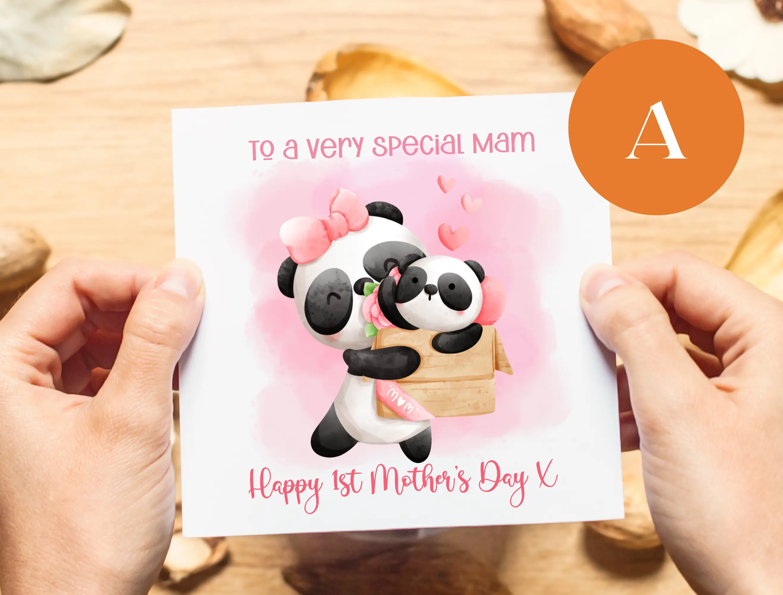First mothers day card special mam cute panda cub sloth with baby