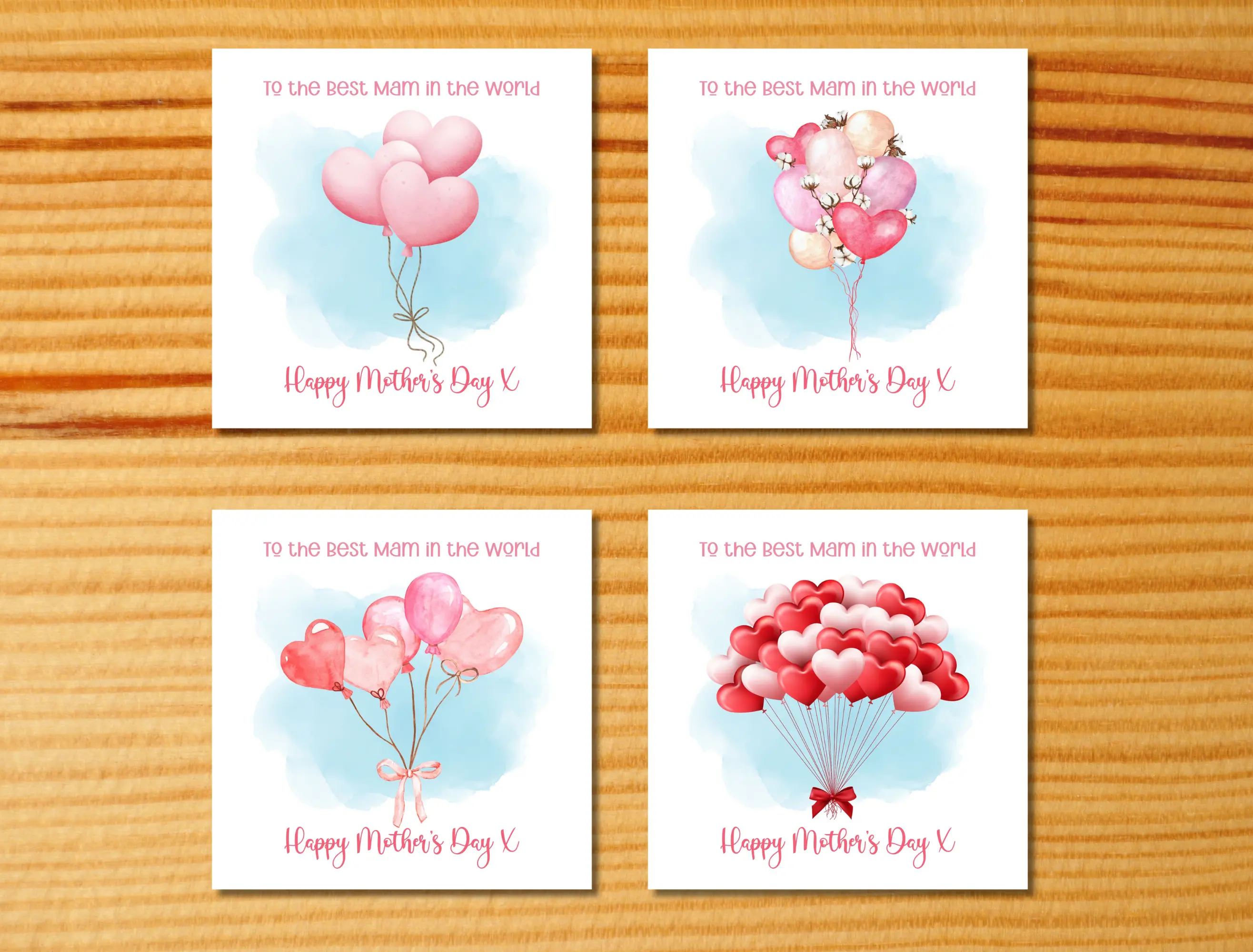 Mothers day card to the best mam in the world heart balloons