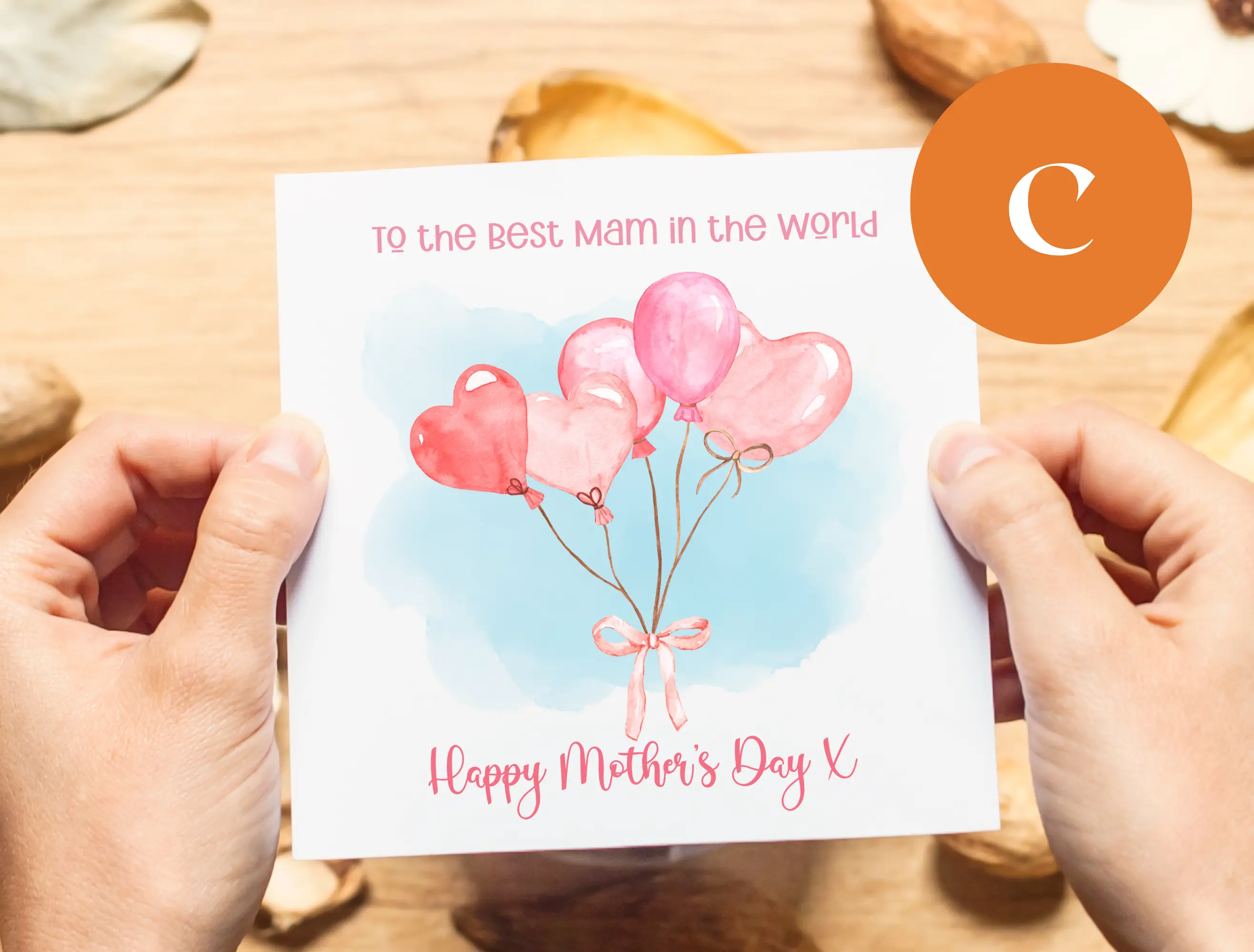 Mothers day card to the best mam in the world heart balloons