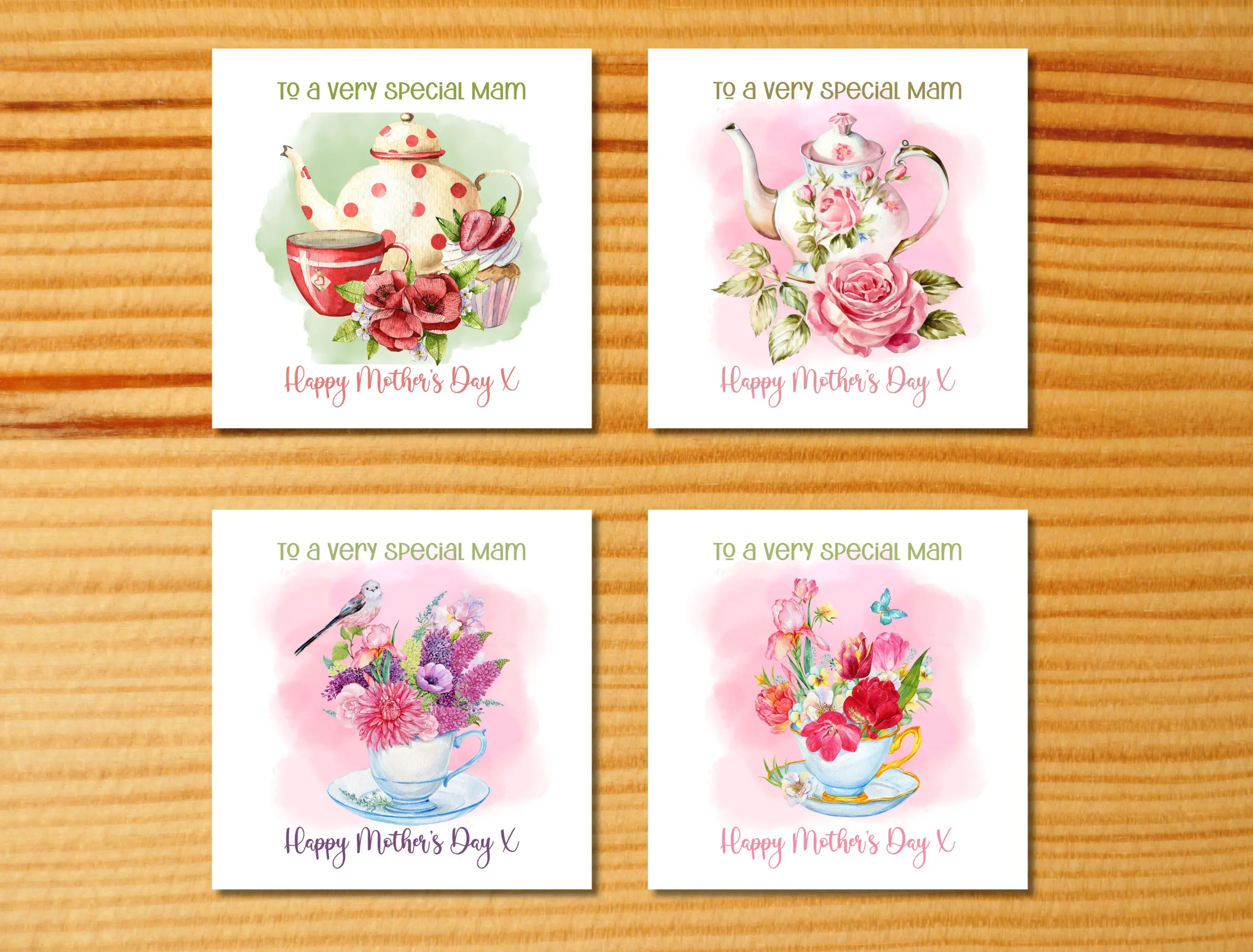 To a very special mam mothers day floral card with teapot teacup