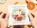 To a very special mam mothers day floral card with teapot teacup