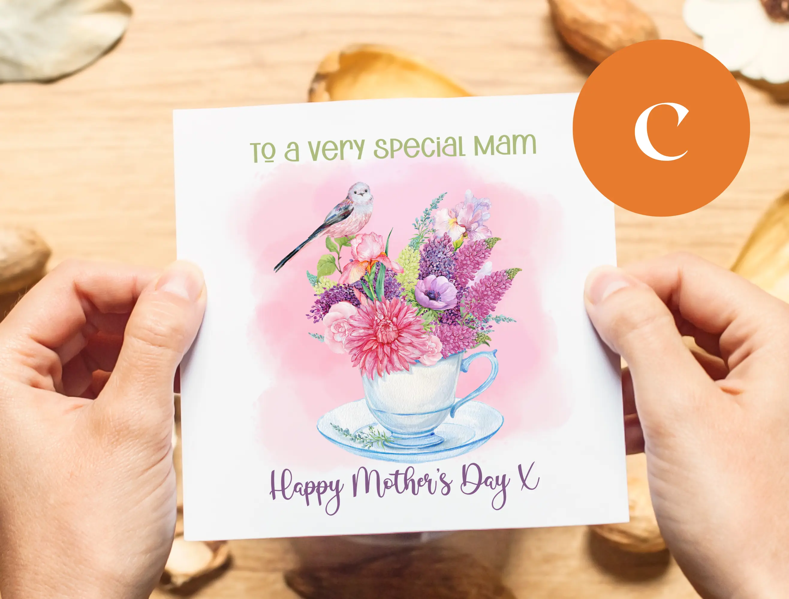 To a very special mam mothers day floral card with teapot teacup
