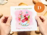 To a very special mam mothers day floral card with teapot teacup