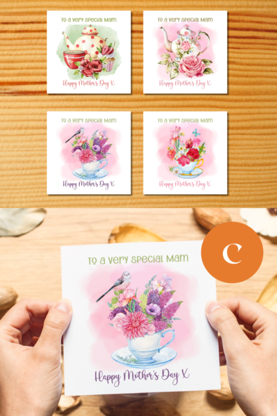 To a very special mam mothers day floral card with teapot teacup