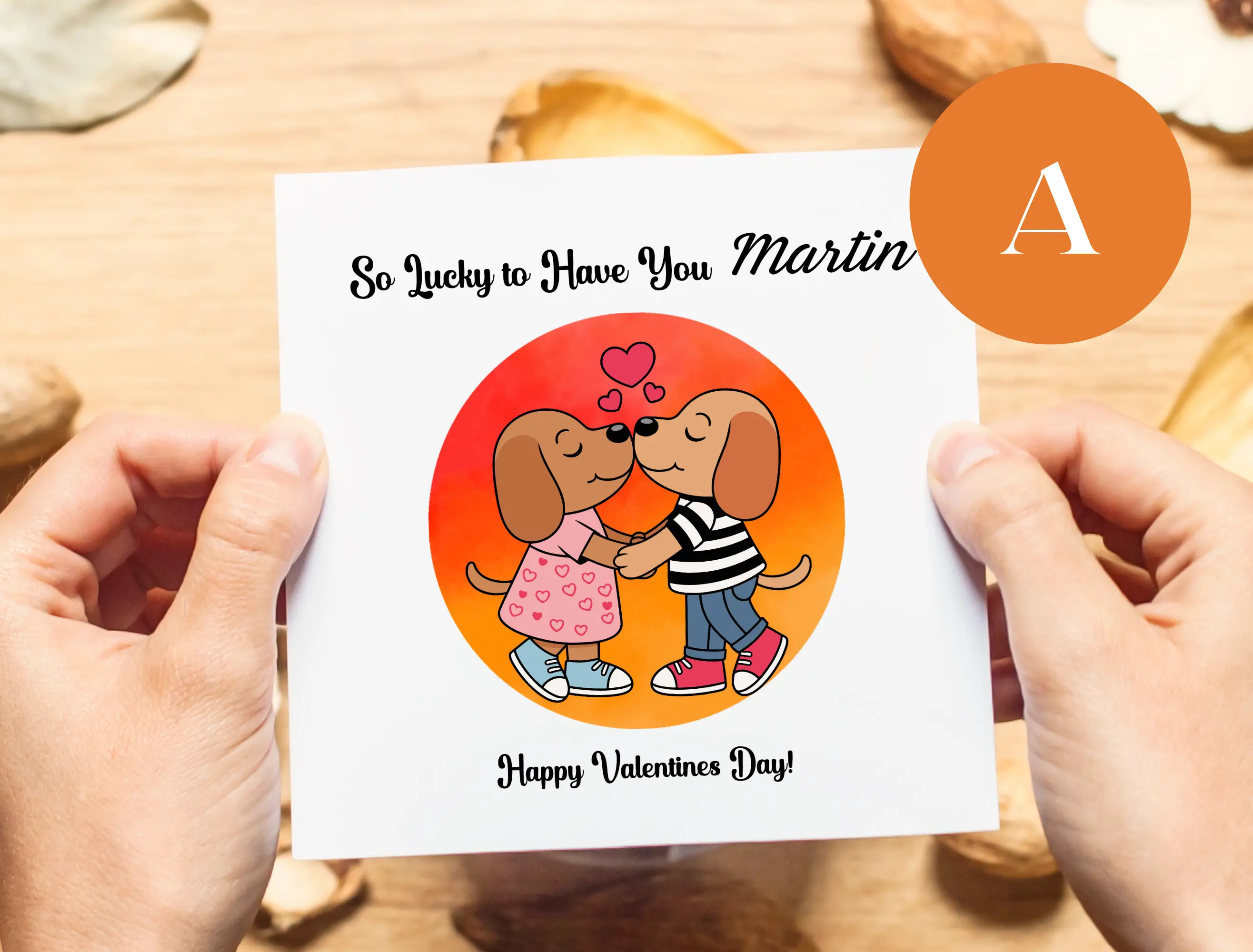 Personalised valentines day card cute dogs