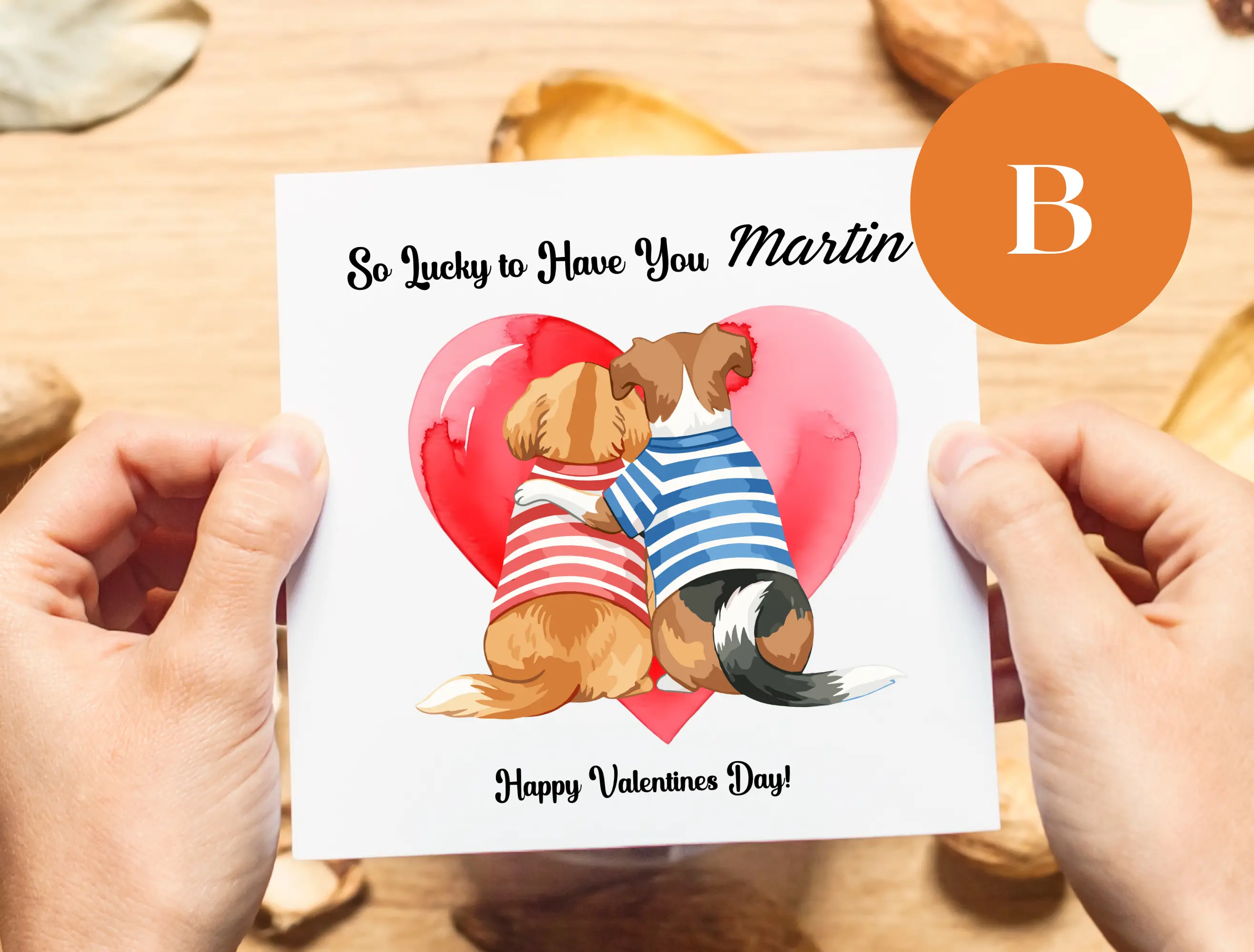 Personalised valentines day card cute dogs