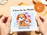 Personalised valentines day card cute dogs