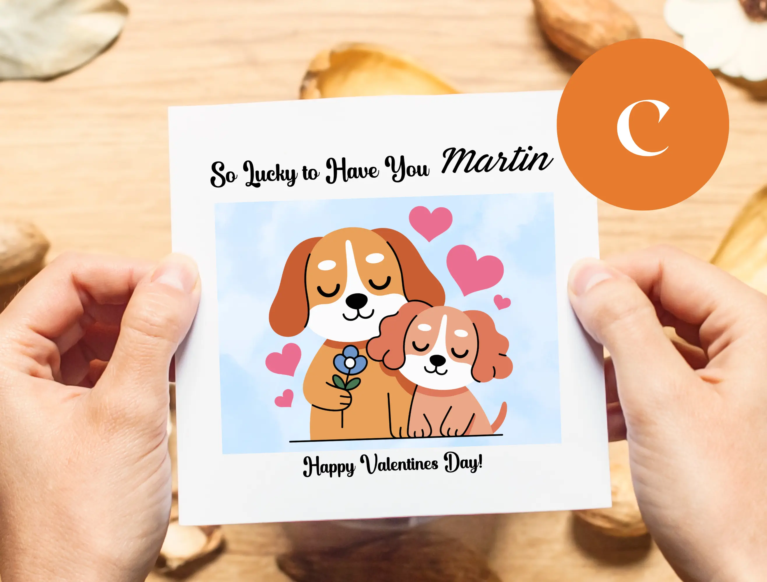 Personalised valentines day card cute dogs