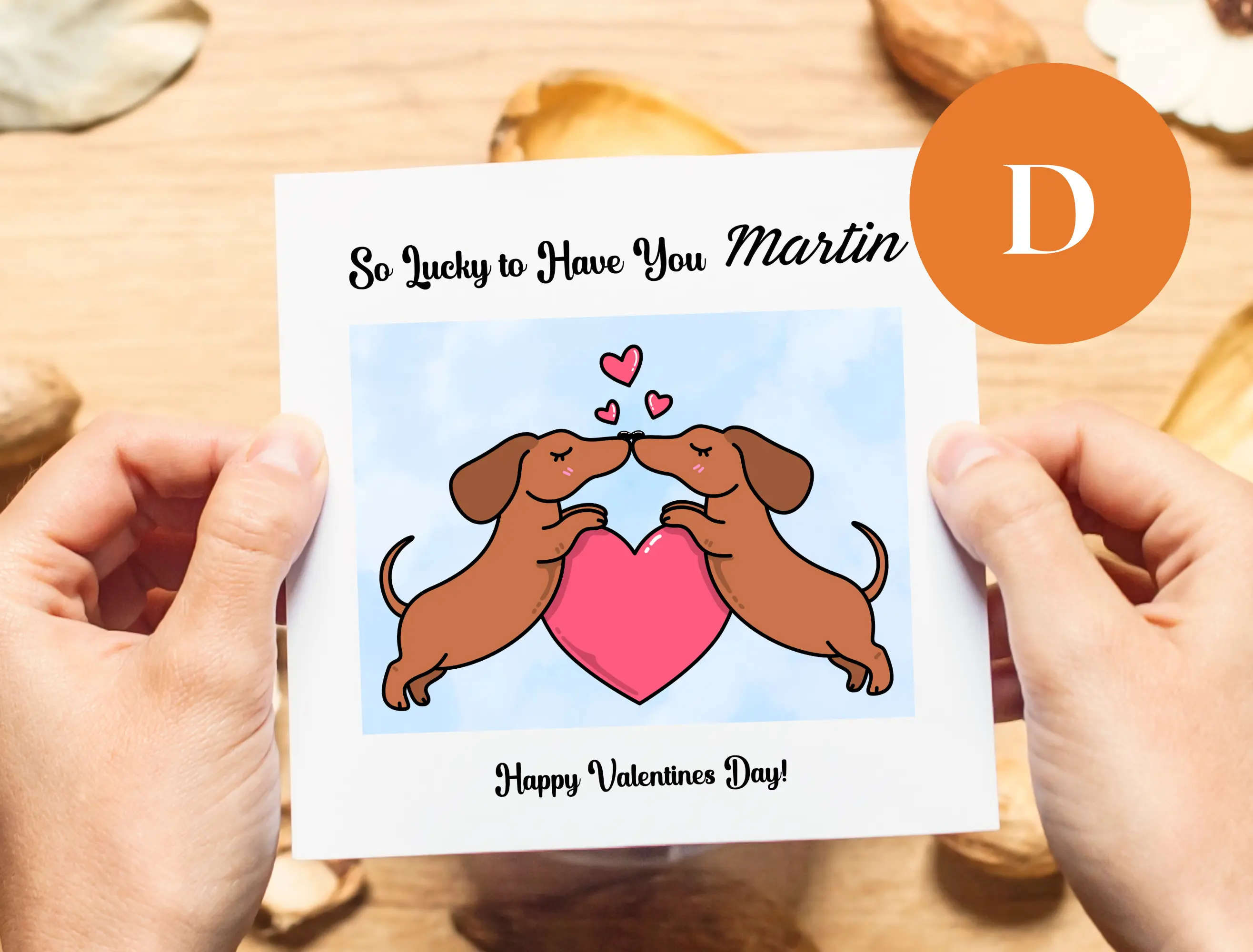 Personalised valentines day card cute dogs