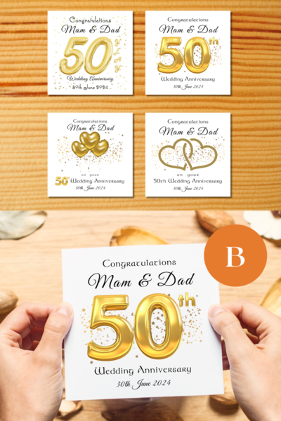 50th wedding anniversary card for mam and dad romantic card