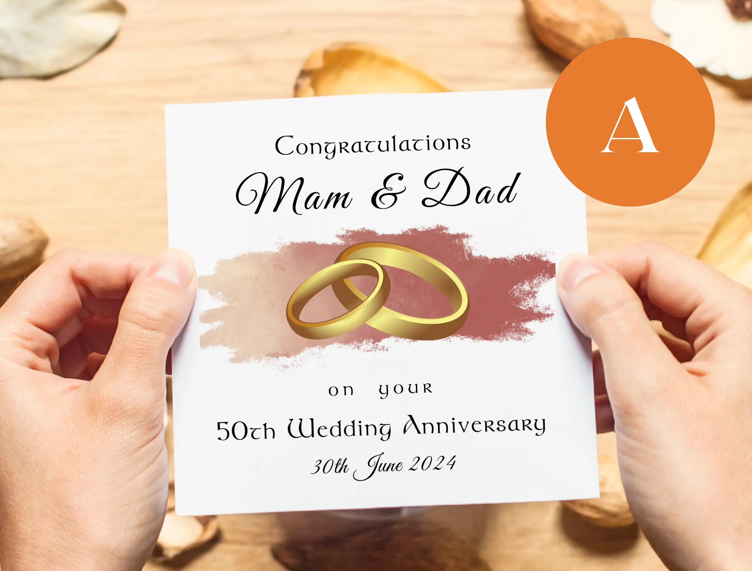 50th wedding anniversary card for mam and dad with wedding rings