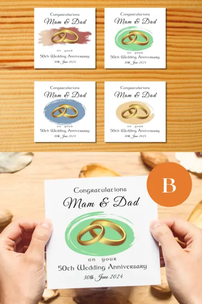50th wedding anniversary card for mam and dad with wedding rings