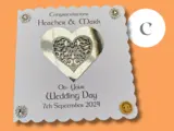 Custom 3d silver heart wedding card for couple