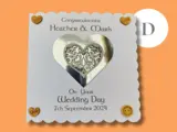 Custom 3d silver heart wedding card for couple