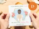 Custom illustrated wedding card daughter brunette brown hair from parents