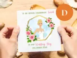 Custom illustrated wedding card for goddaughter personalised blonde bride