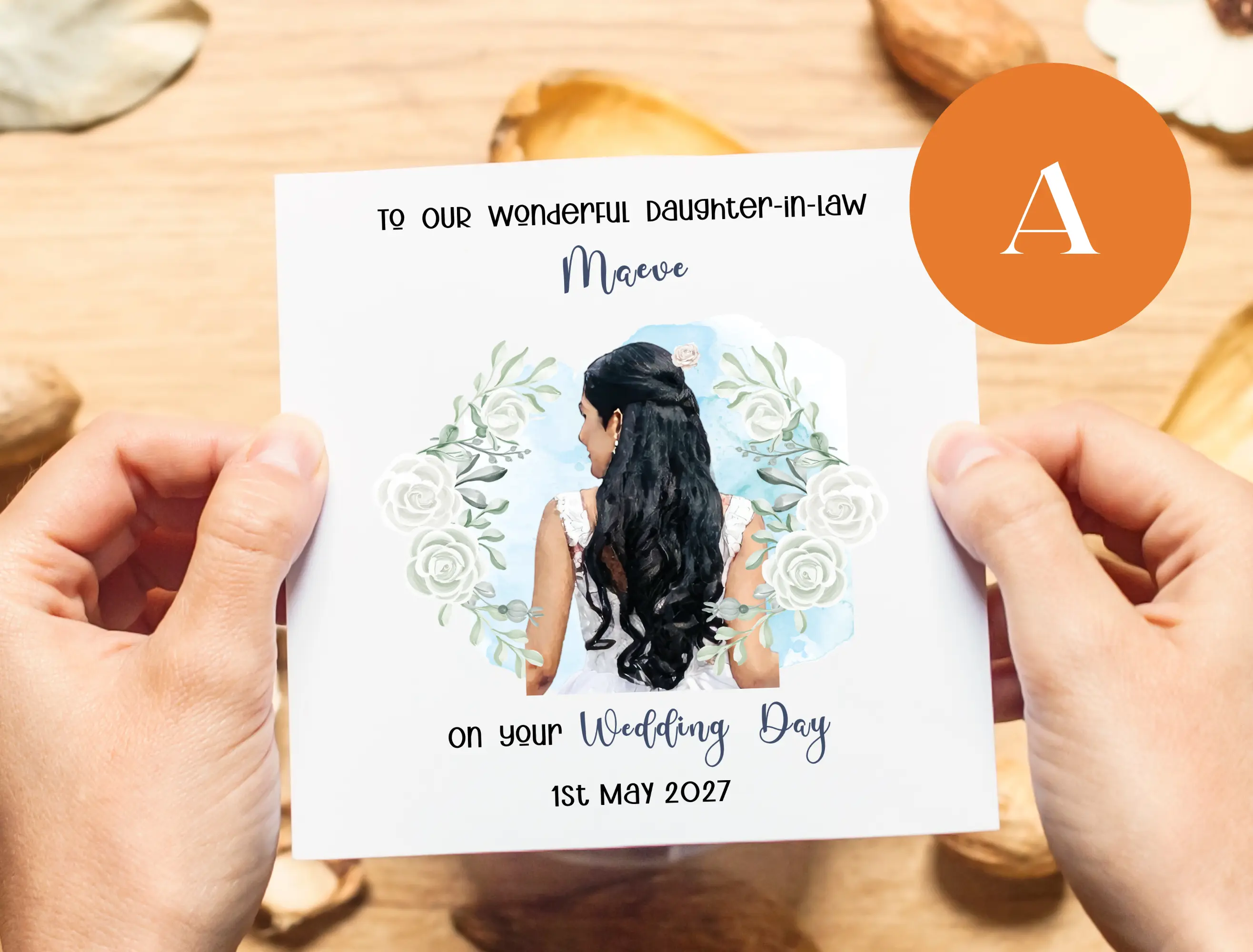 Custom wedding card floral daughter-in-law