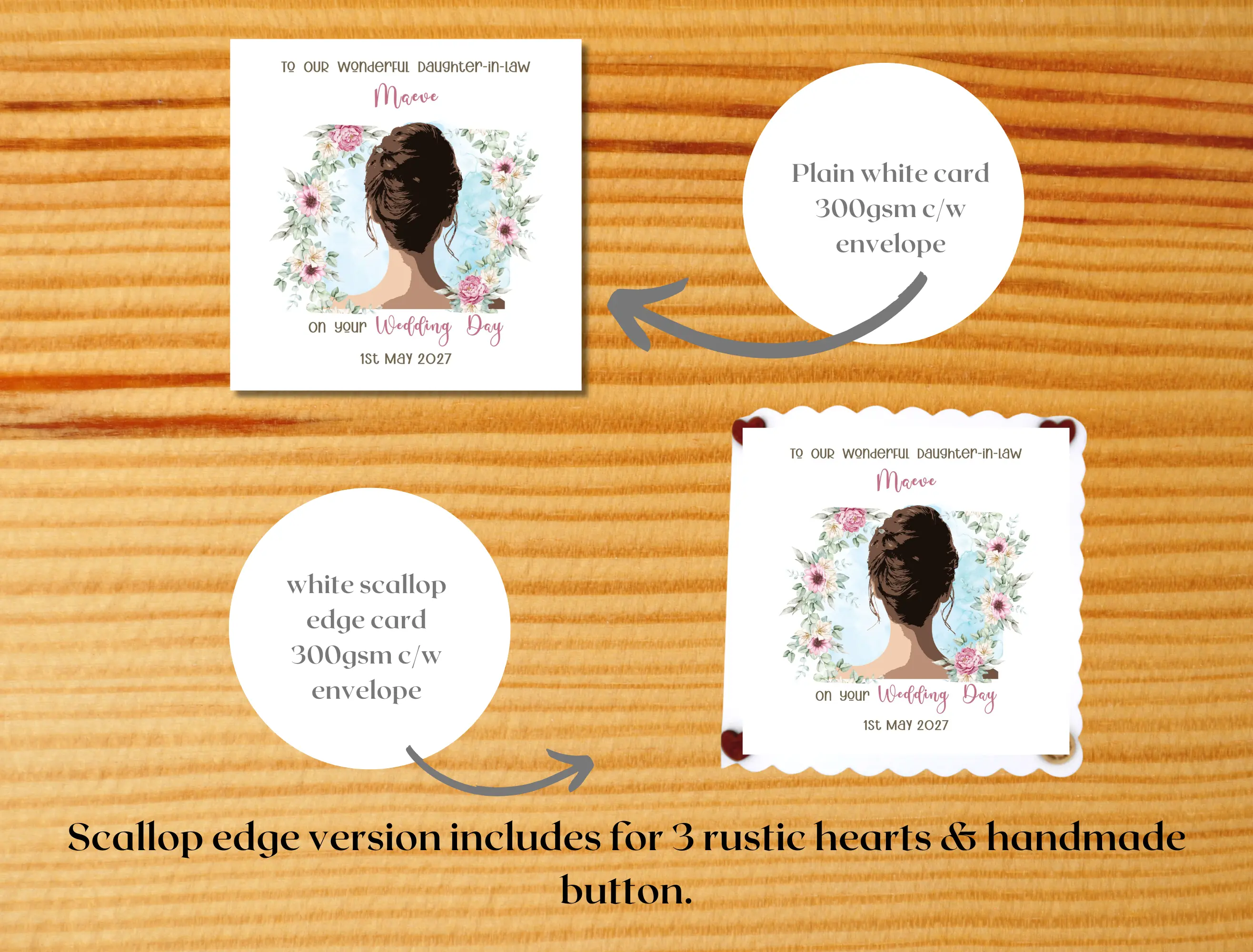 Custom wedding card floral daughter-in-law