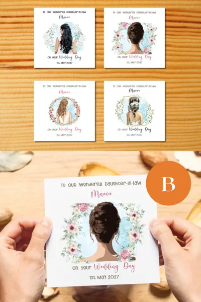 Custom wedding card floral daughter-in-law