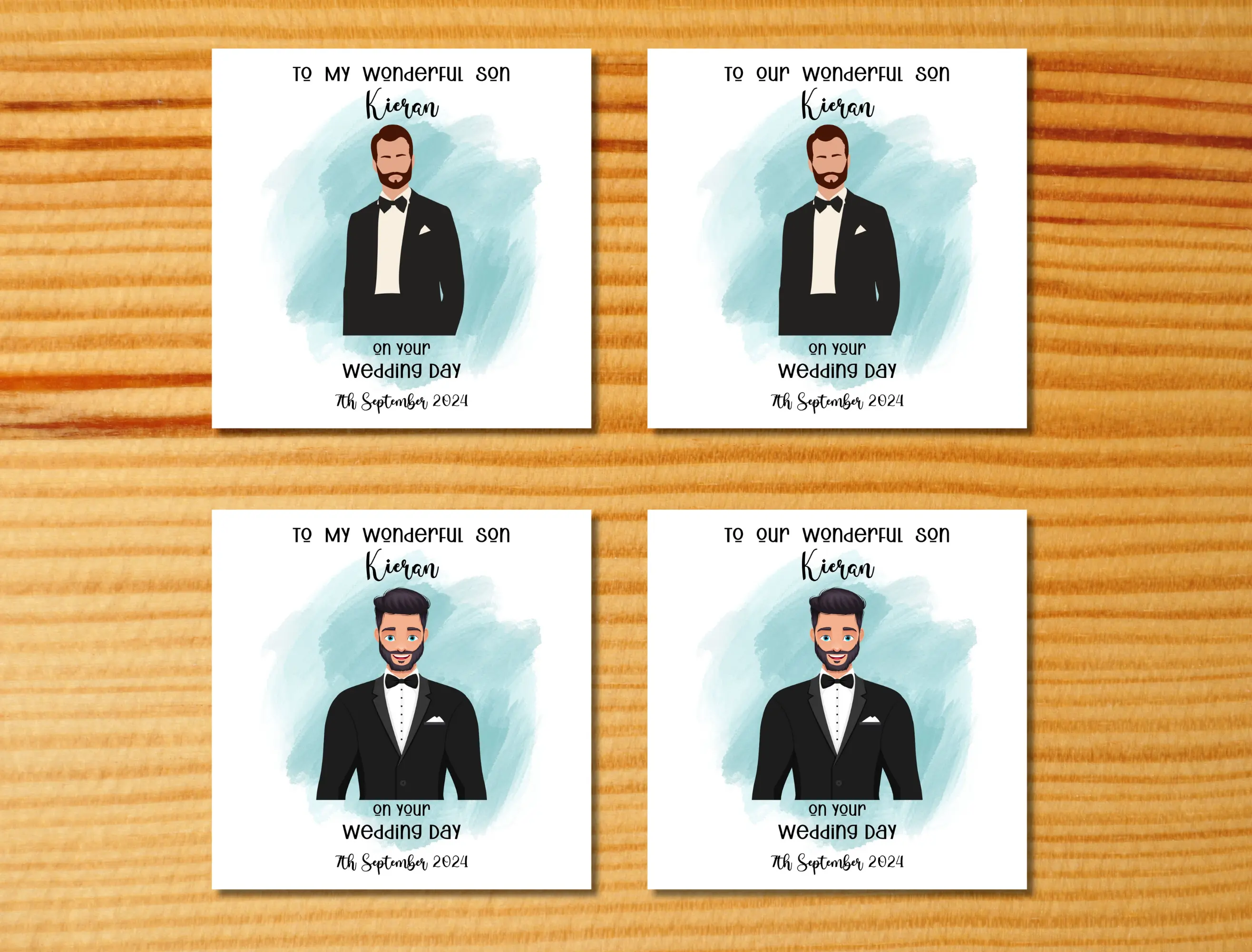 Custom wedding card for son with beard