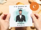 Custom wedding card for son with beard