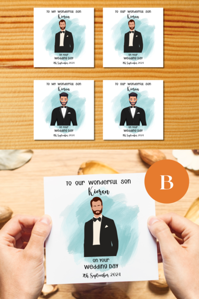 Custom wedding card for son with beard