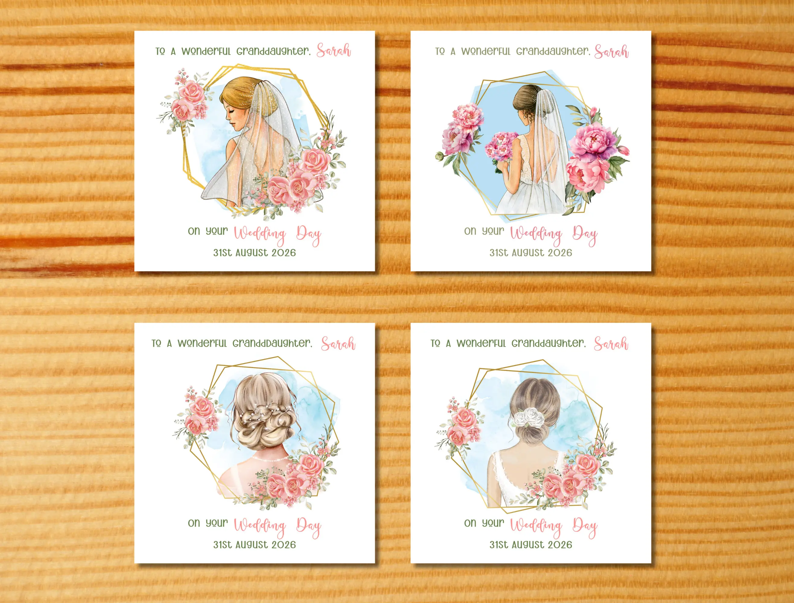 Custom wedding day card wonderful granddaughter name and date