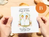 Floral lesbian wedding card with two brides