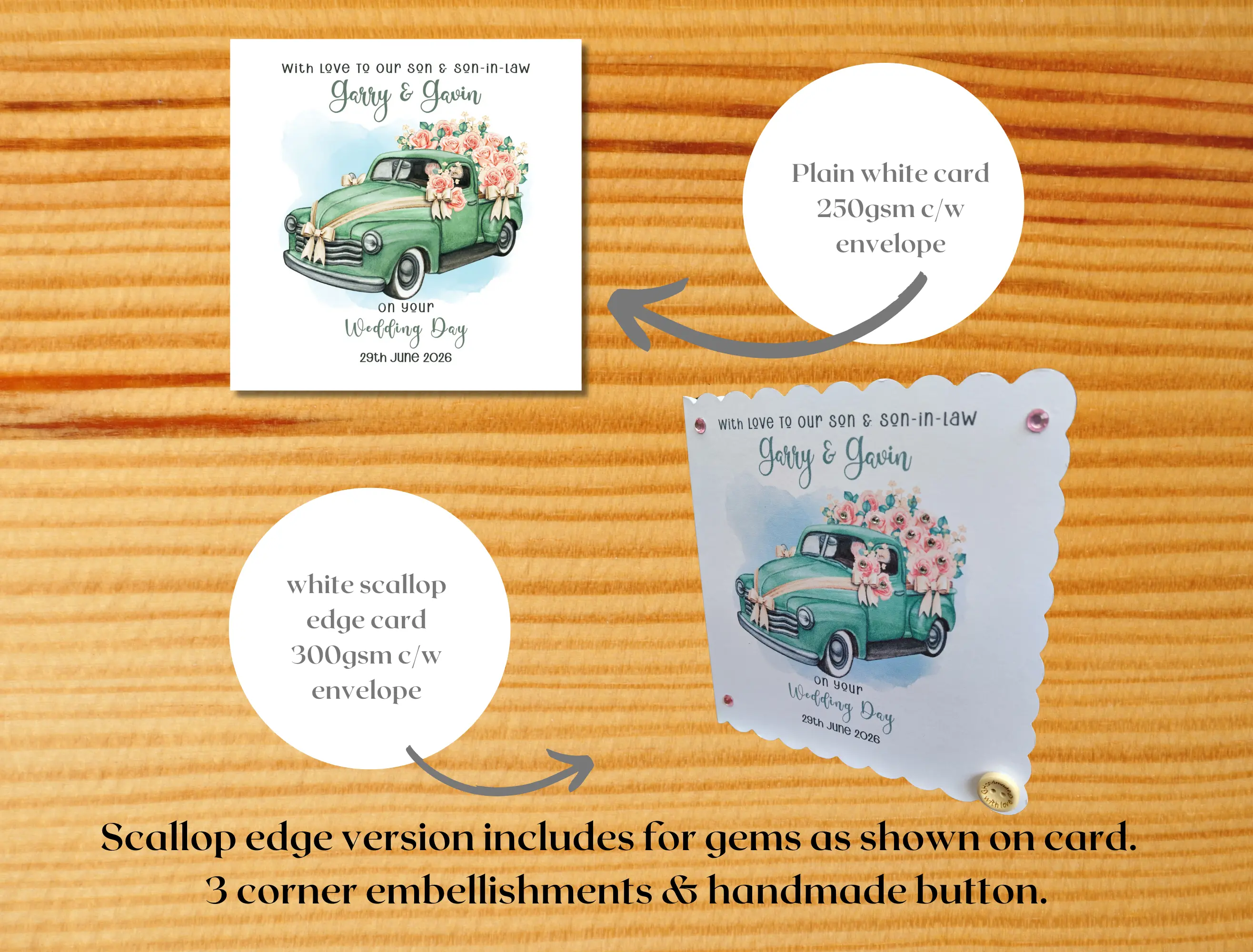 Gay wedding card for son and son in law vintage car