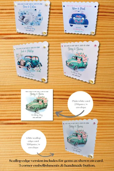 Gay wedding card for son and son in law vintage car