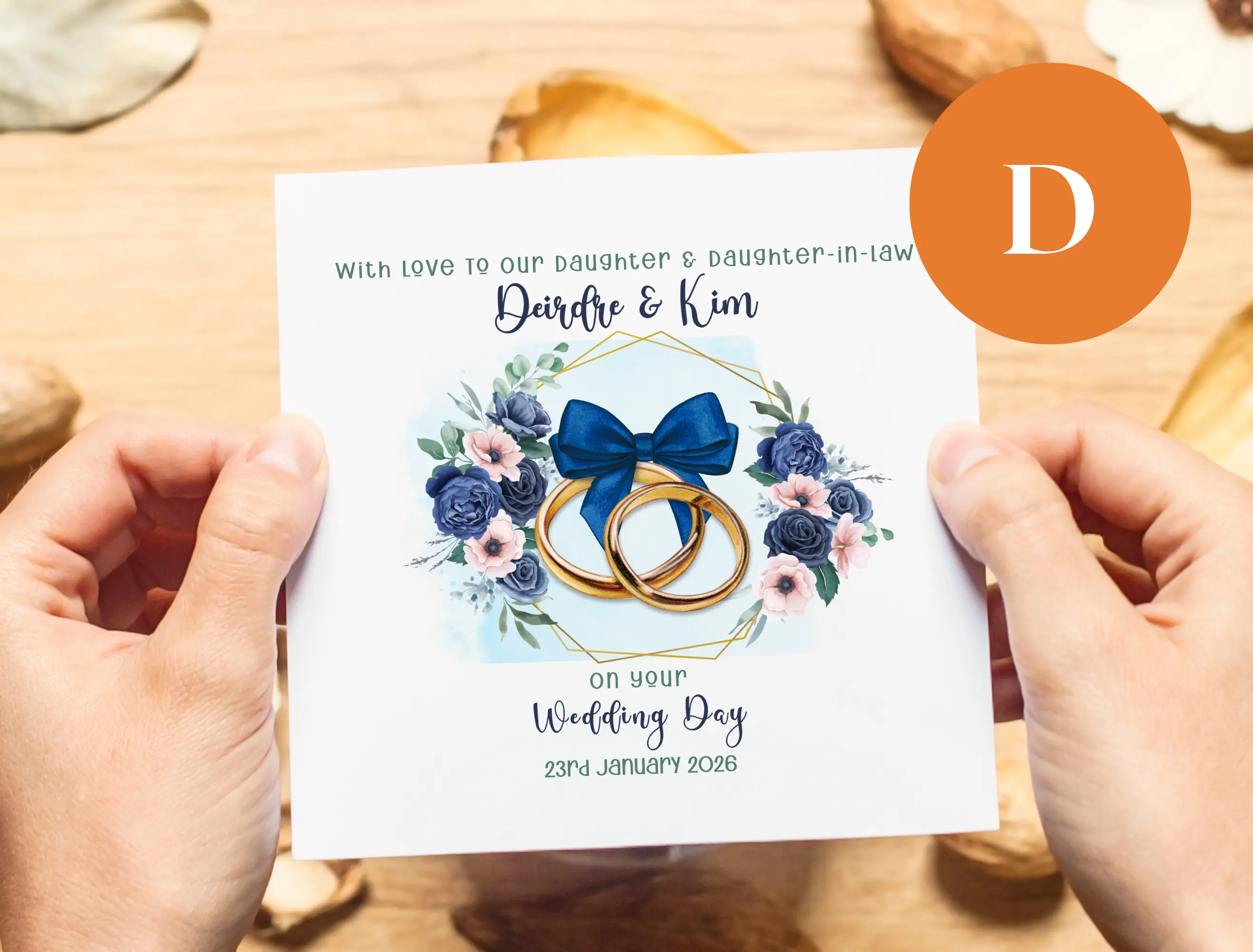 Lesbian wedding card for daughter and daughter in law floral