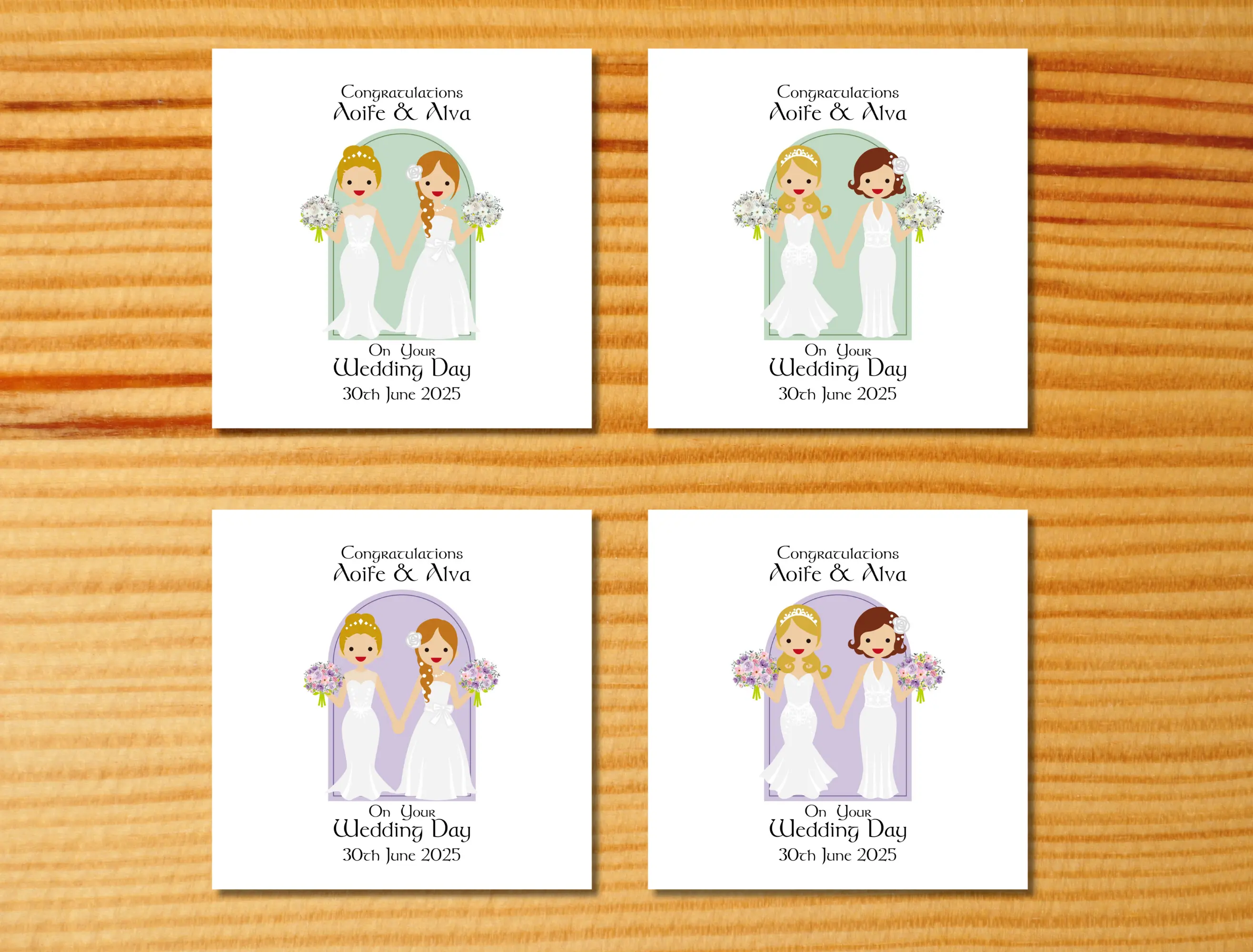 Lesbian wedding card Ireland personalised for two brides