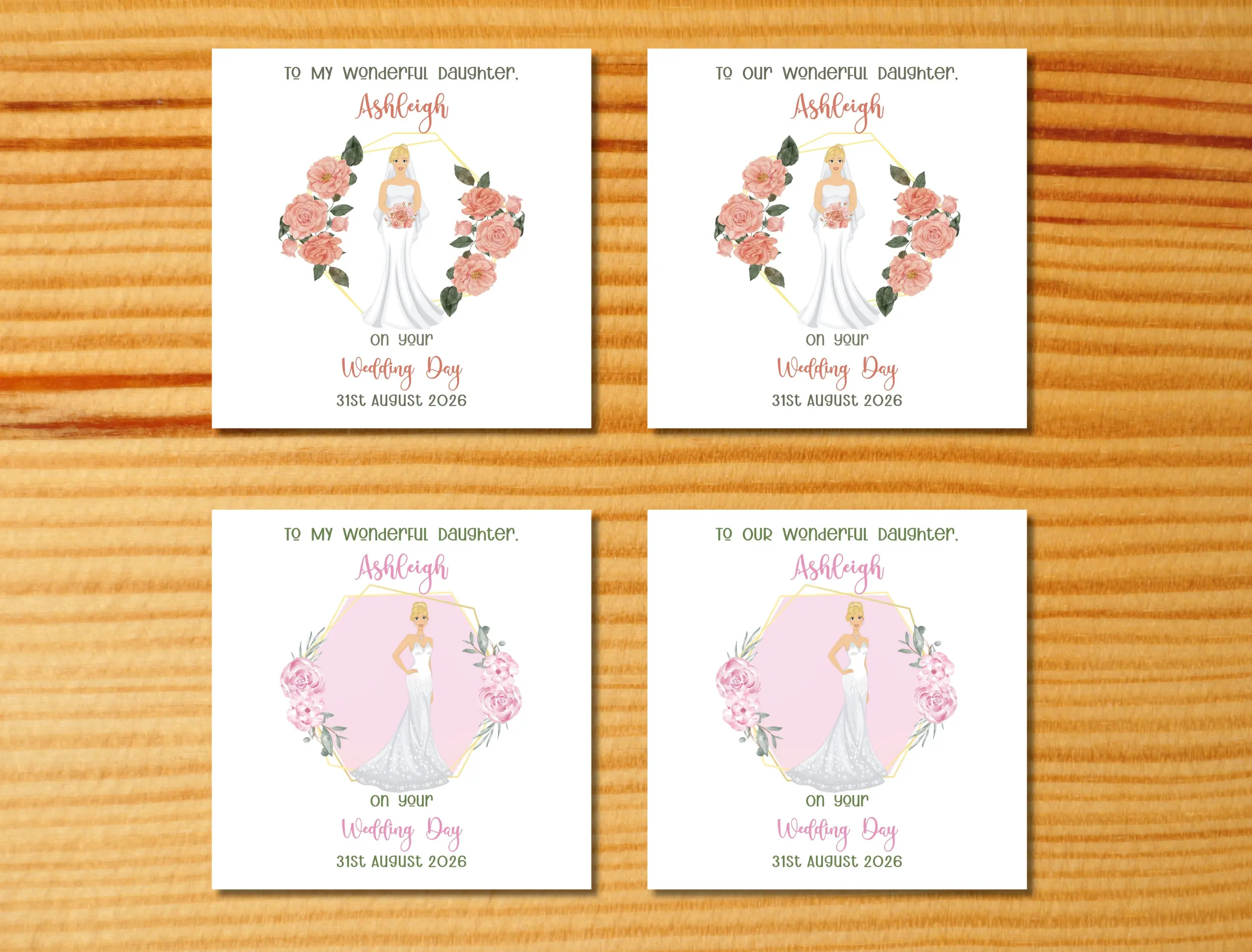 Personalised daughter wedding day card