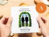 Personalised gay wedding card botanical arch