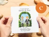 Personalised gay wedding card botanical arch